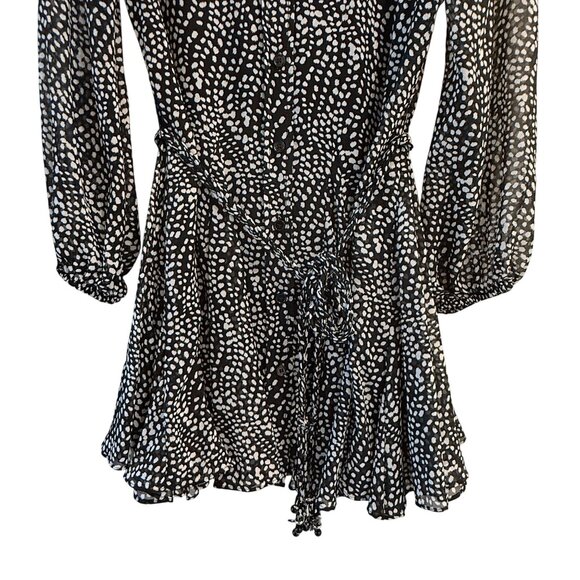 Zara Size S Black And White Polka Dot Flounce Mini Shirt Dress Long Sleeve - Picture 12 of 14